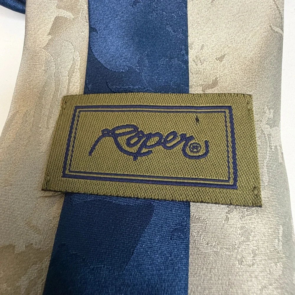 Roper Necktie Mens OS Blue Grey Western Saddle Silk Jacquard Cowboy Tie